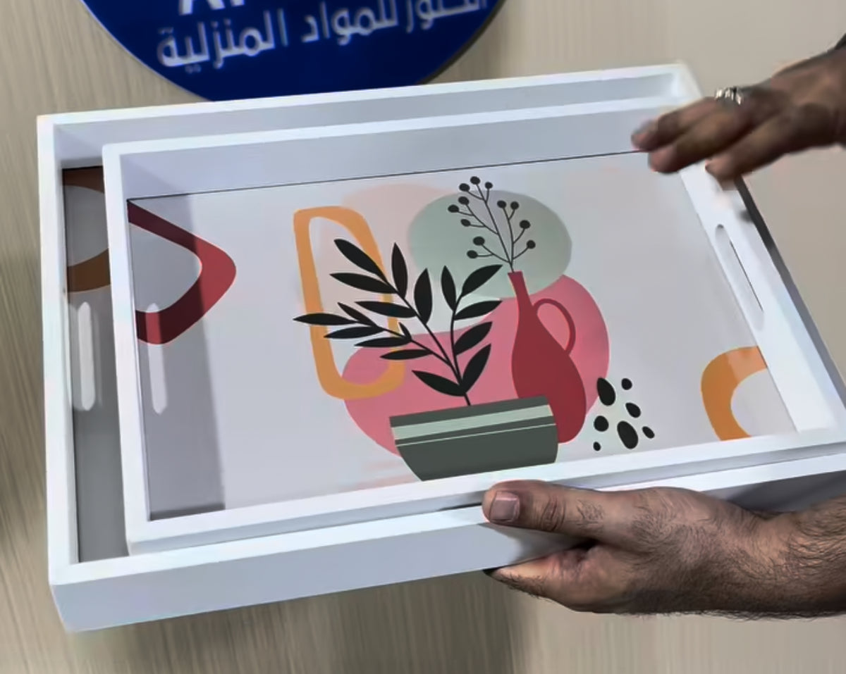 سيت صينية ابيض نقشة ترند  - white